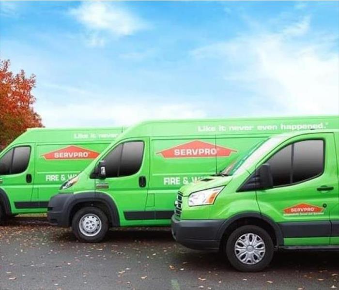 SERVPRO has a fleet of trucks to respond to water damage in your Lowell home